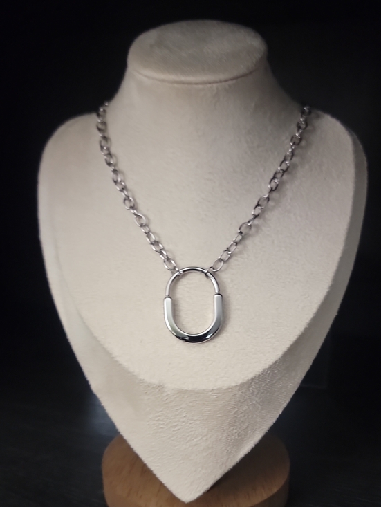 Jewelry - Silver Oval Link Pendant Necklace - Women Jewelry